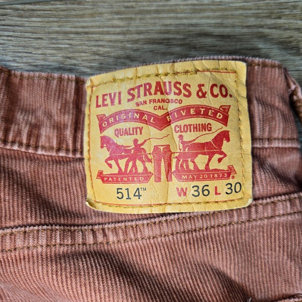Levis 514 Corduroy Pants 36x30 Rust Brown Straight Fit Stretch Fall Workwear - Picture 14 of 14